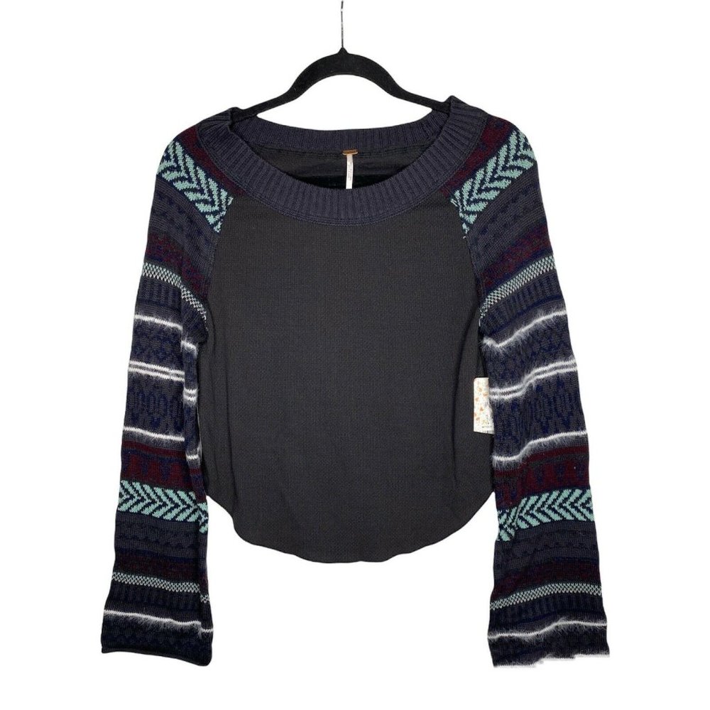 Free People Thermal Size S NEW Fairground Thermal Long Sleeve Top Multicolor - Picture 3 of 9